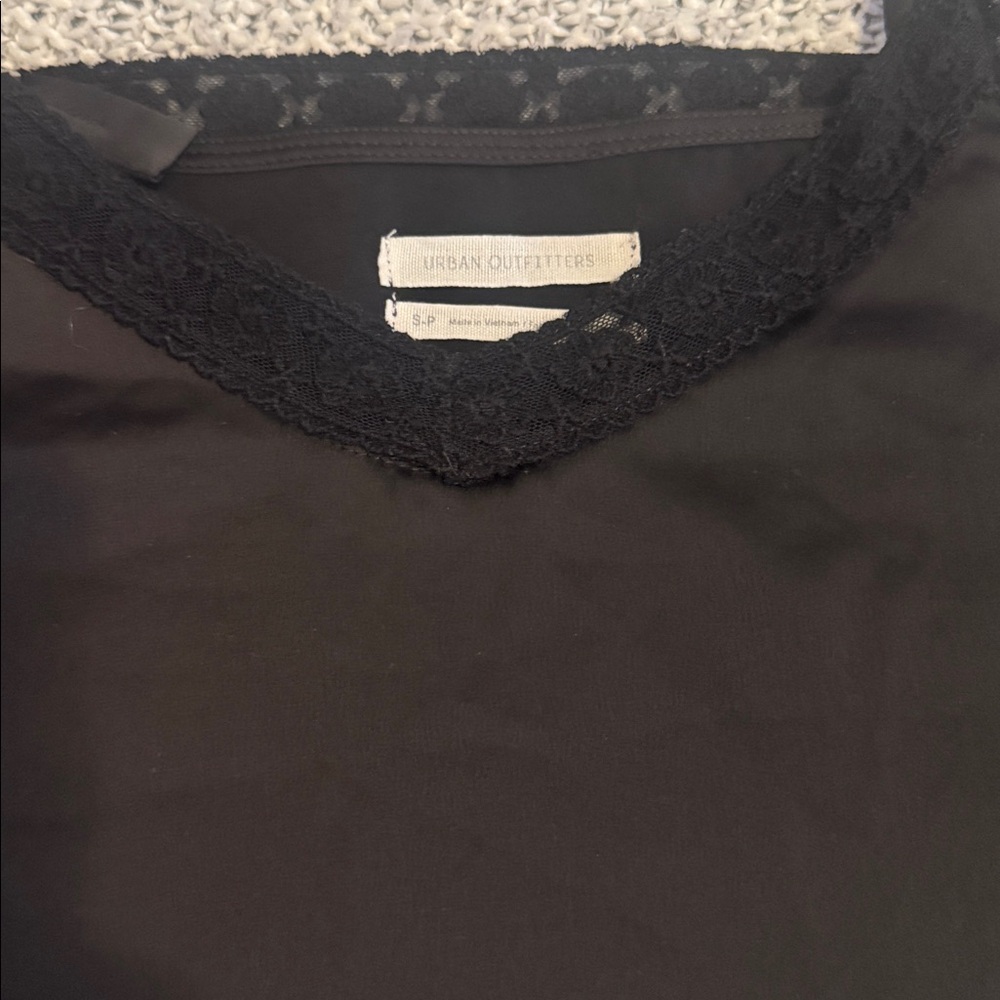 Urban Outfitters Black Lace Trim Cami Tank Top, Size S/P - Picture 2 of 5